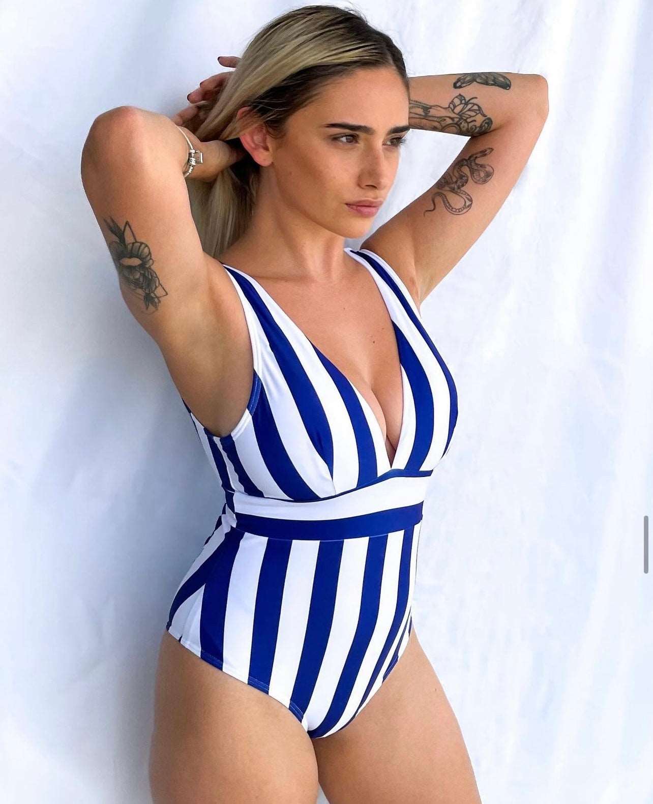 NAVY STRIPE SWIMSUIT - NOTHING TO WEAR | NEW & PRE-LOVED FASHION | UAE