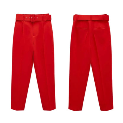 ZARA HIGH WAISTED RED TROUSERS SIZE UK 6