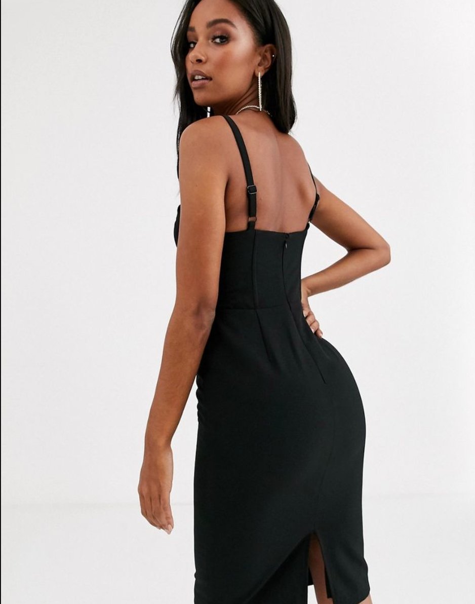 4TH & RECKLESS BLACK MIDI DRESS SIZE UK 8 - NOTHING TO WEAR | NEW & PRE-LOVED FASHION | UAE