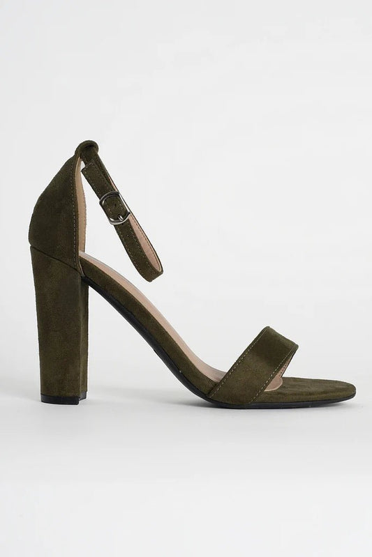 KHAKI SUEDE HEELS SIZE UK 3 - NOTHING TO WEAR | NEW & PRE-LOVED FASHION | UAE