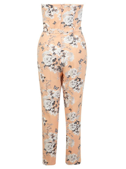 MISS SELFRIDGE PEACH FLORAL BANDEAU JUMPSUIT SIZE UK 10 - NOTHING TO WEAR | NEW & PRE-LOVED FASHION | UAE