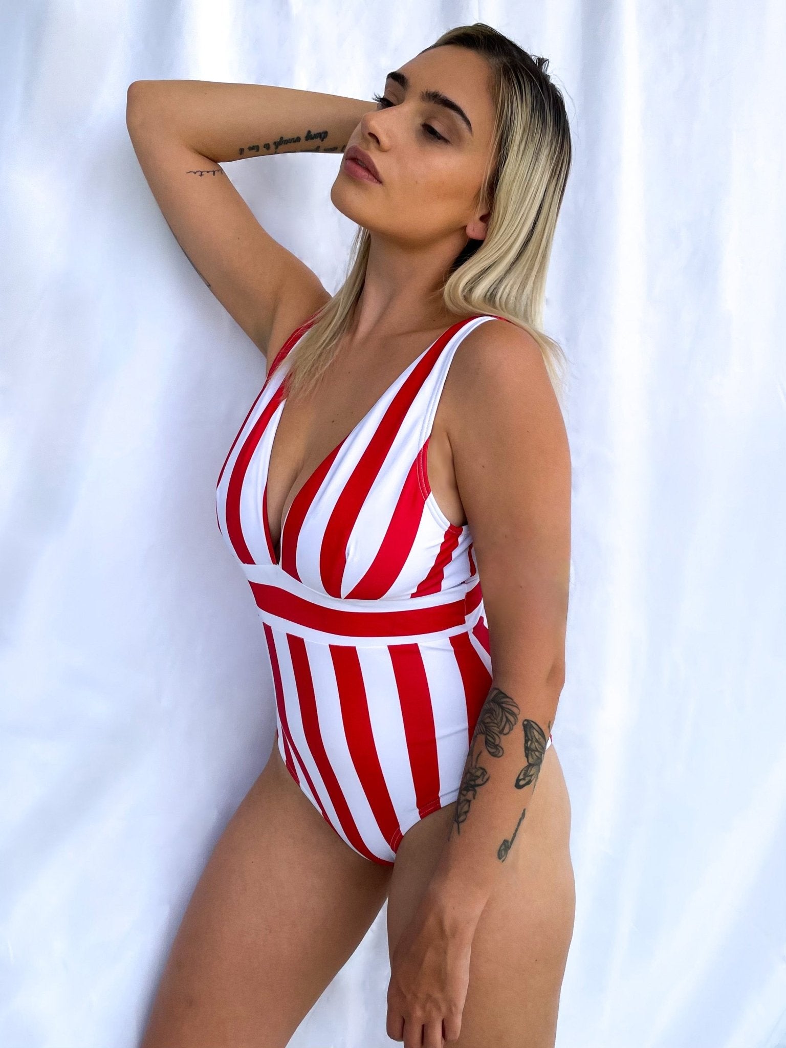 RED STRIPE SWIMSUIT - NOTHING TO WEAR | NEW & PRE-LOVED FASHION | UAE